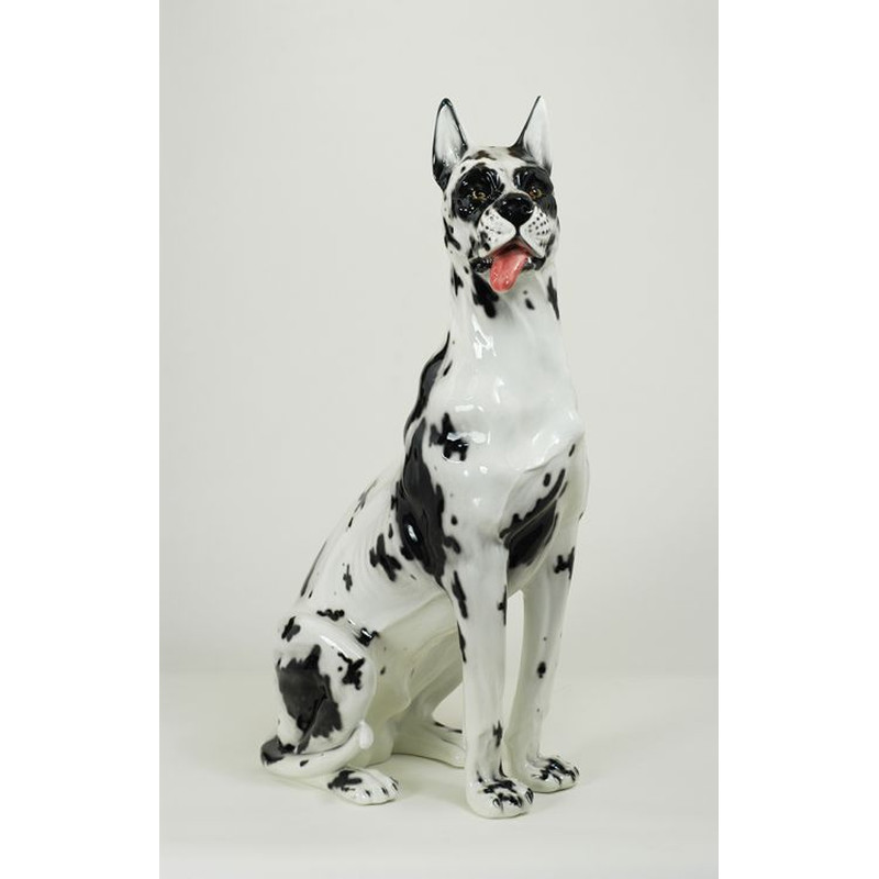 STATUA CANE ALANO ARLECCHINO IN CERAMICA CM. 107 -ANIMALI-